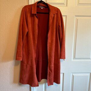 Philosophy Suede Burnt Orange/Red Trench Long Sleeve Coat Size Large